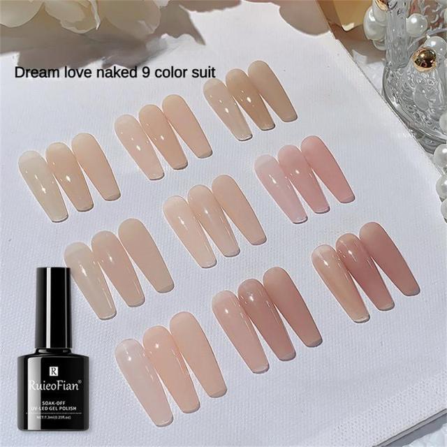 Ruieo Fian-Conjunto de esmalte para salão de beleza, esmalte, branco, sonho,  gelo através da cor nua - AliExpress